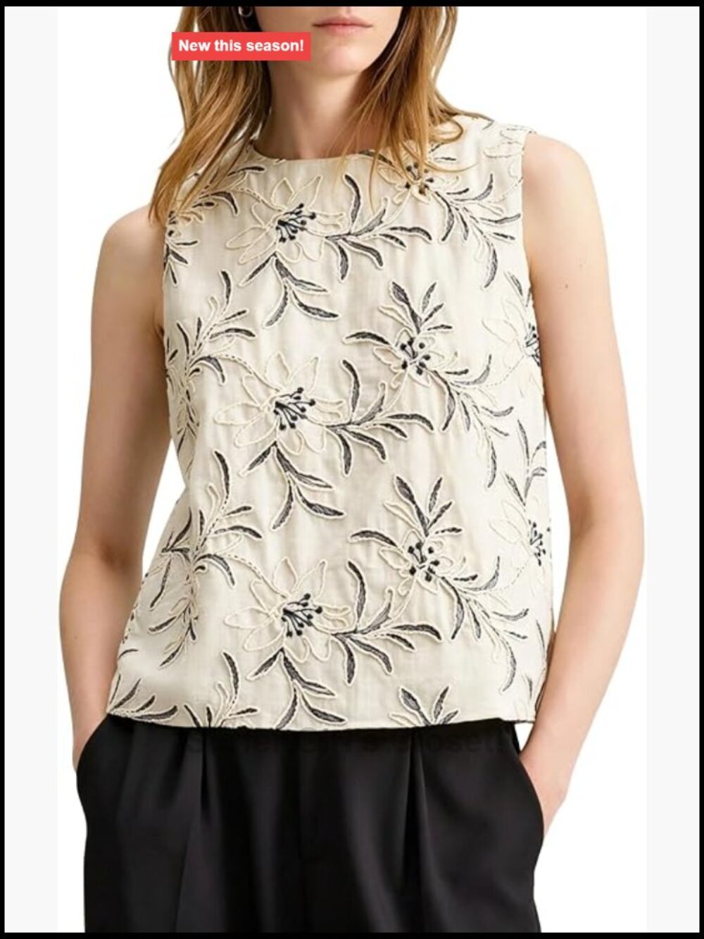 Boho Floral Embroidered Sleeveless Tank Top Textured Going Out Top